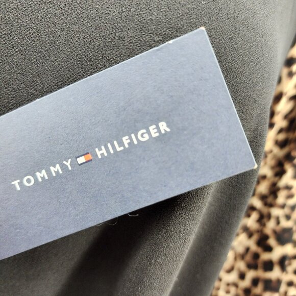 Tommy Hilfiger Womens Plus 22W Black Dress Leopard Print Collar Sheer Sleeve - Picture 7 of 12